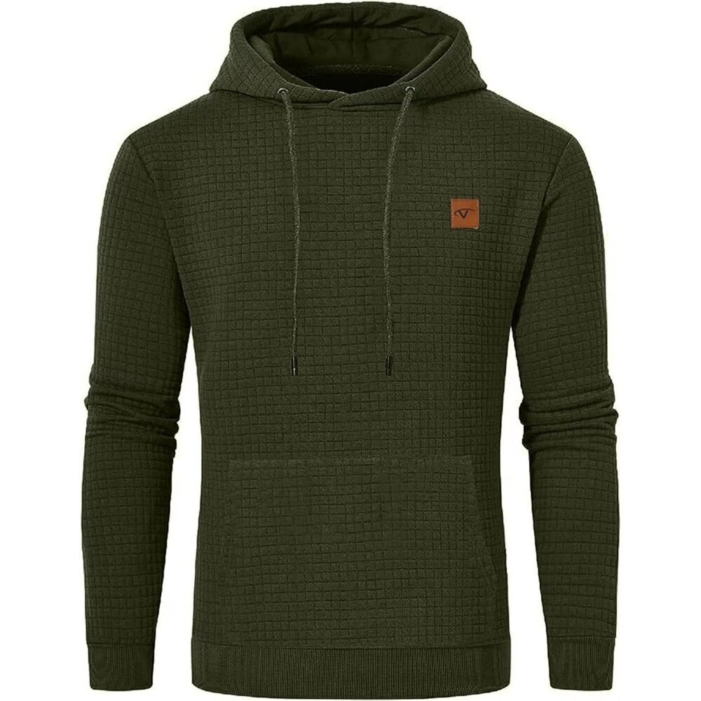 Men's Army Green Pullover Hoodies Long Sleeve Draw String Hooded Sweat Shirt